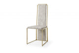 Set Of 2 Ultra Modern Beige Suede And Gold Dining Chairs