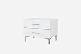 21" White Two Drawers Nightstand