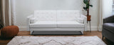 80" White Faux leather and Silver Sofa