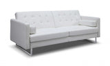 80" White Faux leather and Silver Sofa