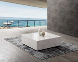 35" Black Genuine Marble And Brass Square Coffee Table