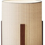 17" Brown Solid Wood Bedside Table Lamp With Natural Cylinder Shade