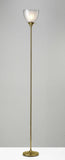 Shiny Gold Finish Metal Torchiere Floor Lamp With Frosted Inner Shade