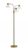 69" Gold Three Light Tree Floor Lamp With Clear Bowl Shade