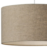 Burlap Fabric Light Brown Electric Drum Pendant Lamp