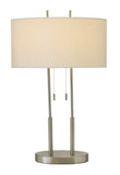 27" Silver Metal Bedside Table Lamp With White Shade