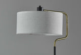 Black Metal With Brass Adjustable Swing Arm And Drum Shade Table Lamp