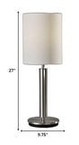 57" Black Swing Arm Floor Lamp With White Drum Shade