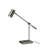 5" X 22.5" X 12.25-22.25" Brushed Steel Metal Led Desk Lamp