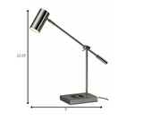 5" X 22.5" X 12.25-22.25" Brushed Steel Metal Led Desk Lamp