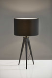 60" Black Tripod Floor Lamp With Black Drum Shade