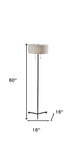 60" Black Traditional Shaped Floor Lamp With White Drum Shade