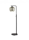 60" Antiqued Bronze Floor Lamp With Textured Mercury Glass Globe Shade