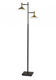 65" Black Two Light LED Light Changing Tree Floor Lamp With Gold Cone Shade