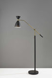 66" Black Task Floor Lamp With Black Cone Shade