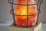 8" Himalayan Salt Accent Lamp With Black Cage Shade