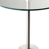 21" Silver And Clear Glass Round End Table