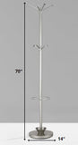 14" X 70" Champagne Powder Coated Steel Umbrella Stand Coat Rack