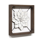 White Metal & Wood Framed Wall Flower