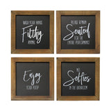 Set Of 4 Black and White Funny Bathroom Wall Art