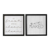 Set Of 2 Get Naked Black Wood Framed Wall Art