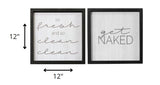 Set Of 2 Get Naked Black Wood Framed Wall Art