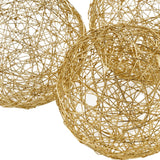 Set of Three Gold Aluminum Decorative Orbs