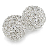 4" X 4" X 4" Silver Iron &amp; Cristal Spheres Set Of 2