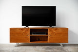 Natural Maple And Black Steel TV Stand Or Media Center