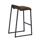 27" Brown And Black Iron Backless Counter Height Bar Chair