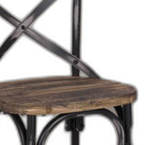 22" Brown And Black Iron Bar Chair