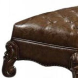 65" Brown Upholstered Faux Leather Bench