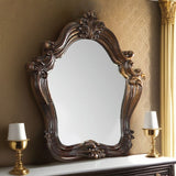 47" Brown Crowned Top Solid Wood Framed Dresser Mirror