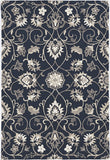 5' X 7' Navy Floral Vines Indoor Outdoor Area Rug