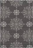 5'X8' Charcoal Grey Hand Woven Uv Treated Floral Disk Indoor Outdoor Area Rug