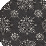 8' Charcoal Grey Hand Woven Uv Treated Geometric Traditional Round Indoor Outdoor Area Rug