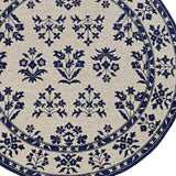 8'X10' Sand Blue Hand Woven Uv Treated Bordered Floral Traditional Indoor Outdoor Area Rug