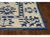 8'X10' Sand Blue Hand Woven Uv Treated Bordered Floral Traditional Indoor Outdoor Area Rug