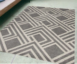 5'X8' Grey Machine Woven Uv Treated Geometric Indoor Outdoor Area Rug