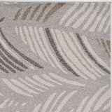 7' X 9' Grey Feather Pattern Indoor Outdoor Area Rug