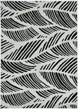 2'X4' Black White Machine Woven Uv Treated Tropical Palm Leaves Indoor Outdoor Accent Rug