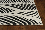 5'X8' Black White Machine Woven Uv Treated Oversized Leaves Indoor Outdoor Area Rug