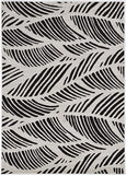 8'X11' Black White Machine Woven Uv Treated Tropical Palm Leaves Indoor Outdoor Area Rug