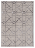 3'X5' Ivory Silver Machine Woven Geometric Indoor Area Rug