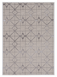 5'X8' Ivory Silver Machine Woven Geometric Indoor Area Rug