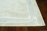 10'X13' Ivory Silver Machine Woven Geometric Indoor Area Rug