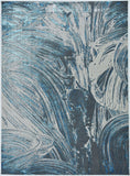 5' X 8' Silver Or Blue Abstract Brushstrokes Indoor Area Rug