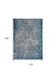 10'X13' Silver Blue Machine Woven Abstract Smudge Indoor Area Rug