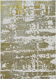 5' X 8' Ivory Or Gold Abstract Brushstrokes Indoor Area Rug