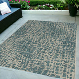 5' X 8' Teal Animal Print Outdoor Area Rug